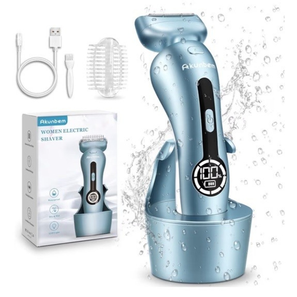 ELECTRIC RAZOR SHAVER  WOMEN LEGS BIKINI TRIMMER  AKUNBEM   - BLUE
